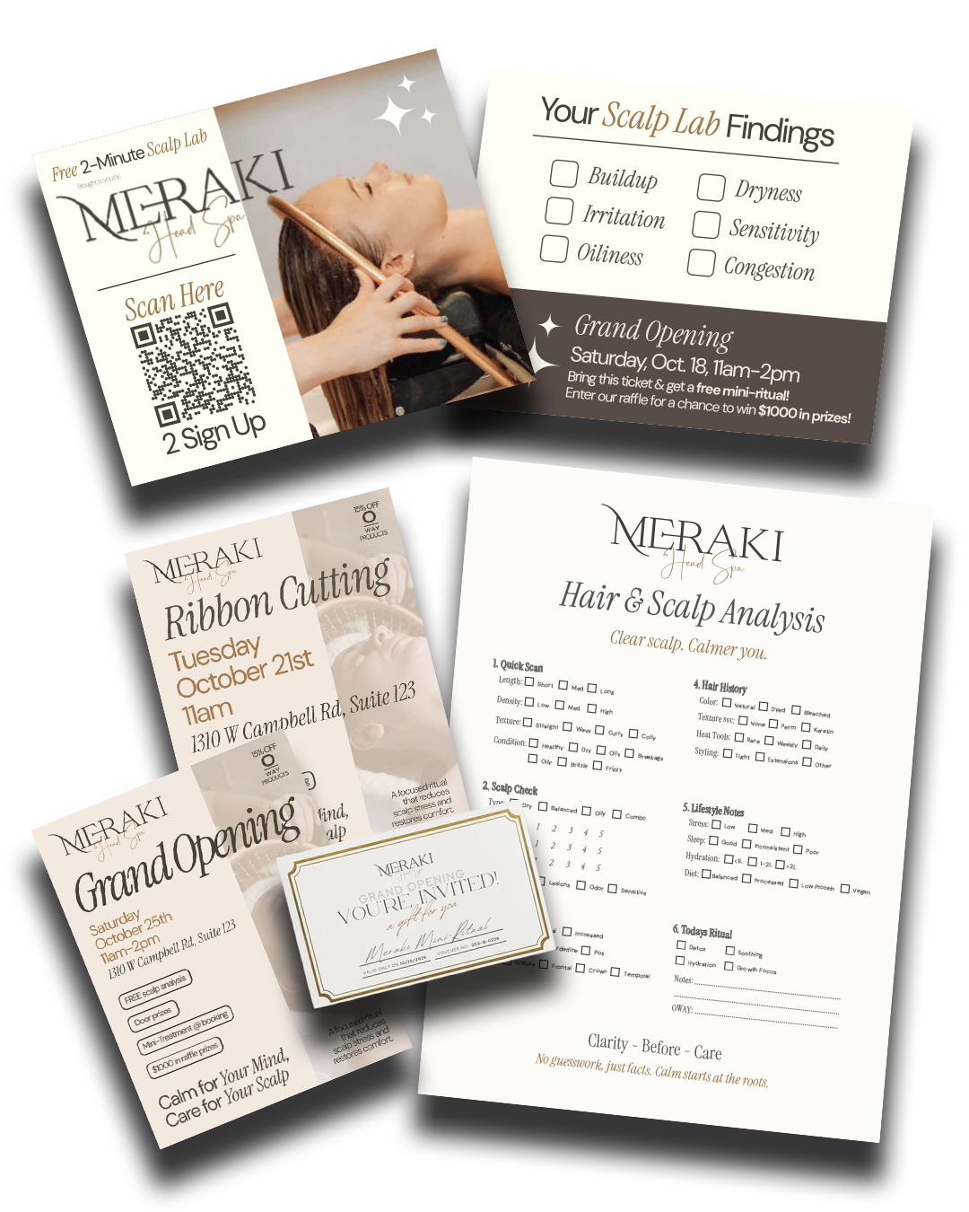 Meraki Print Suite - Scalp Analysis Kit, Invitations, Event Collateral Meraki Print Suite - Scalp Analysis Kit, Invitations, Event Collateral